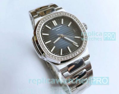 Top Clone Patek Philippe Nautilus Ladies Watch - SS Diamond Bezel